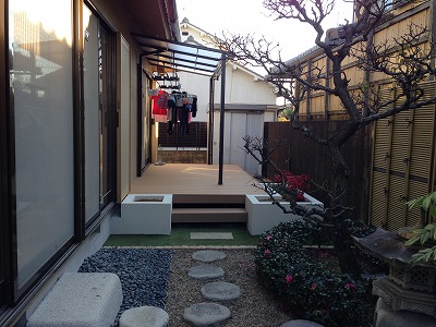 奈良市　N邸　庭工事　ガーデンリフォーム　ウッドデッキ After画像