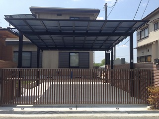 奈良市　Ｋ邸　リフォーム外構工事　駐車場拡張　迎門 イメージ画像