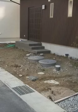 生駒市　T邸　新築外構工事　和モダン　立水栓のサムネイル