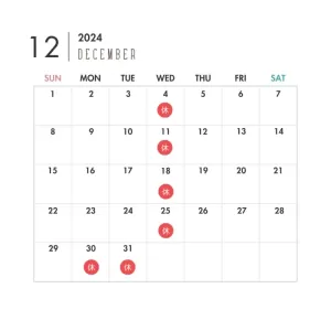 12月　定休日のお知らせのサムネイル