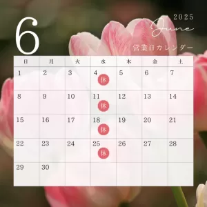 6月　定休日のお知らせのサムネイル